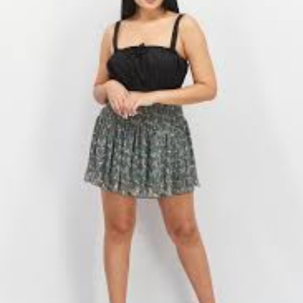 Muche Muchette Floral Linined Green Paradise collection  mini skirt  One Size